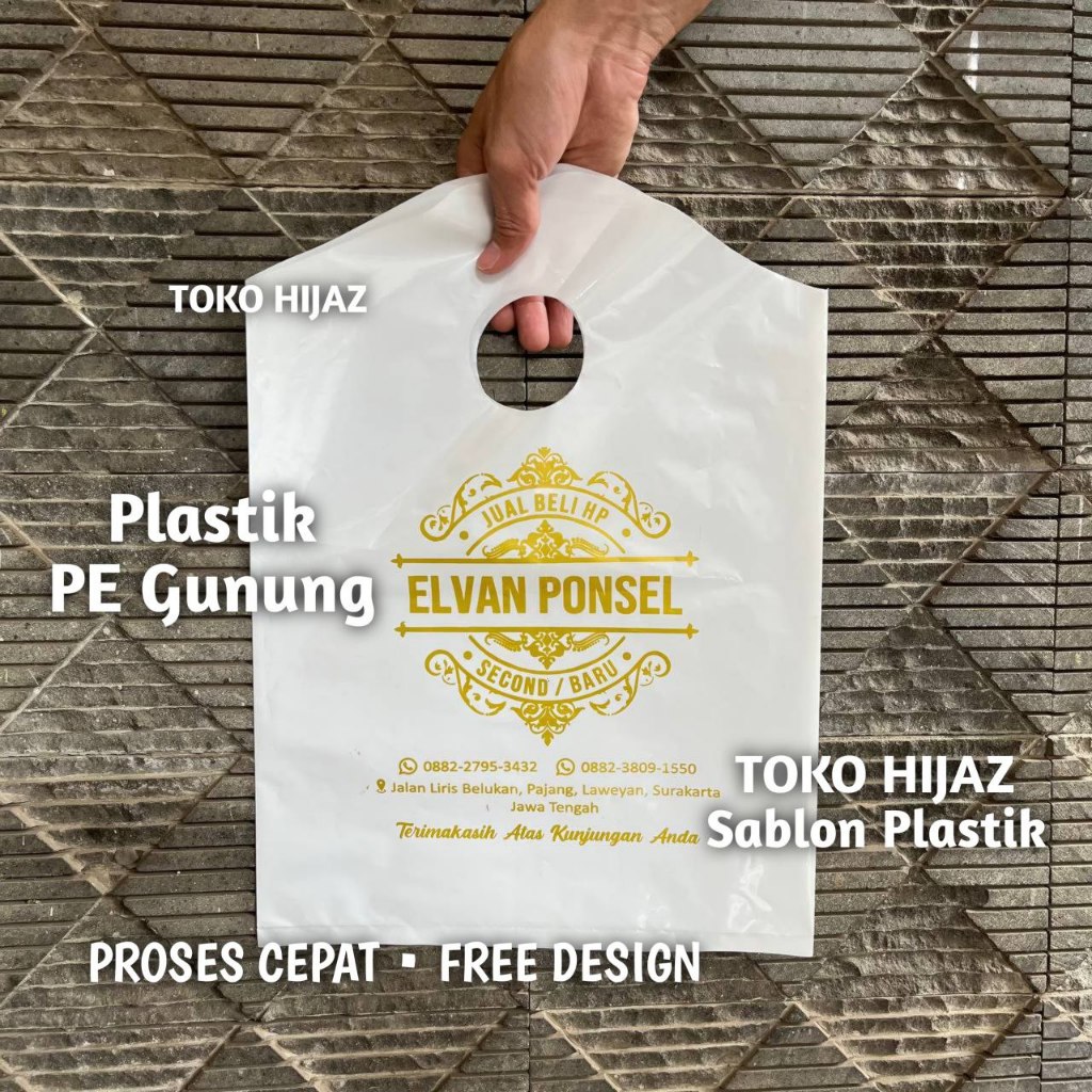 Plastik Sablon PE Gunung Distro 25x38cm Free Design