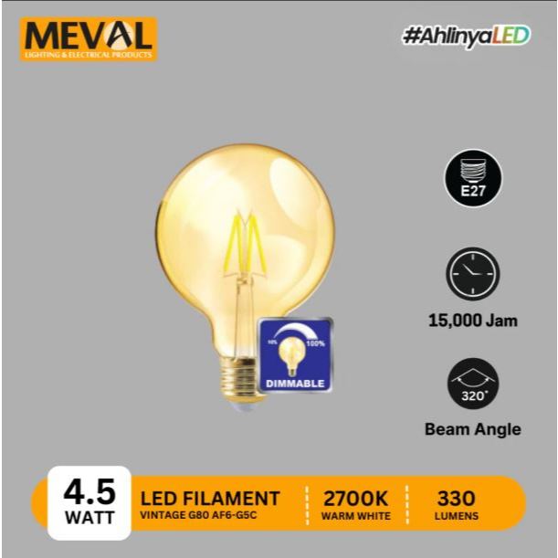 MEVAL Lampu Hias Classic LED Filament Vintage - 4.5W Dimmable