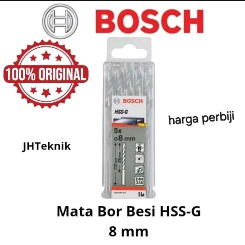 Mata Bor Besi Putih HSS-G 8mm BOSCHHH 100% ORIGINAL/Mata Bor Besi Putih 8 mm Asli original