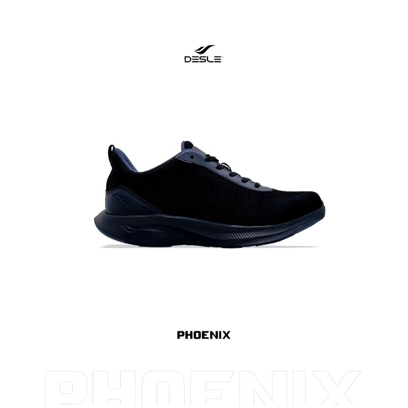 Desle Shoes Sneakers Sepatu Sekolah Phoenix Hitam Hitam Putih Nyaman Sporty