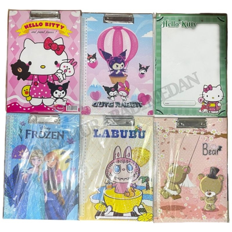 

(1Pcs) Papan Ujian Fancy Folio Clipboard Folio F4 Papan Jalan Motif Karakter