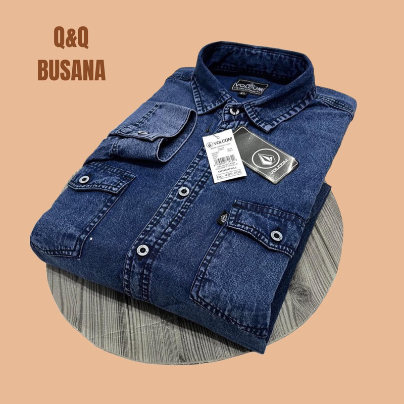 Volcom Kemeja Denim Pria Lengan Panjang jeans premium Size ( M L XL )