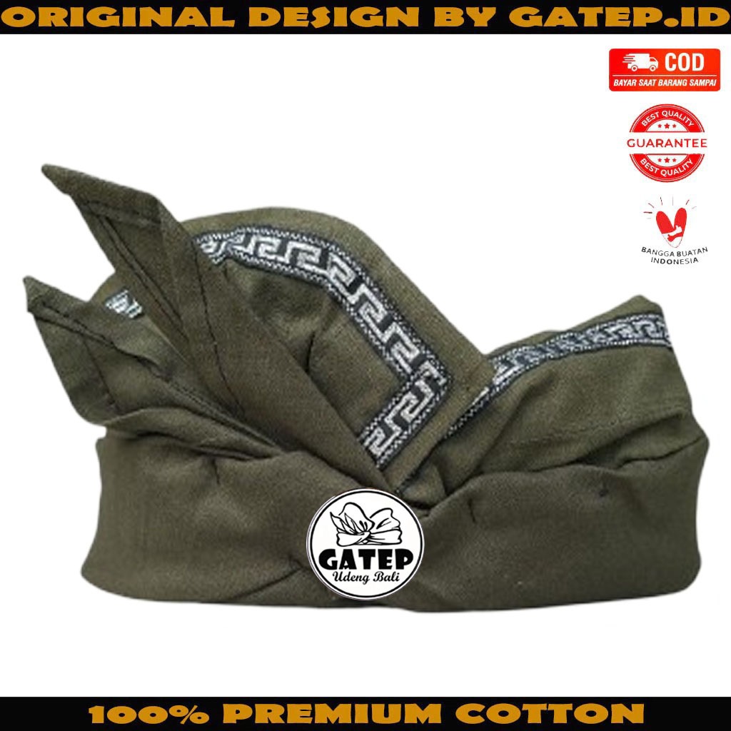 Udeng Bali Warna Hijau Lumut Lis Mesir Setengah Jadi / Ikat Kepala Pria Khas Bali / Belangkon Bali /