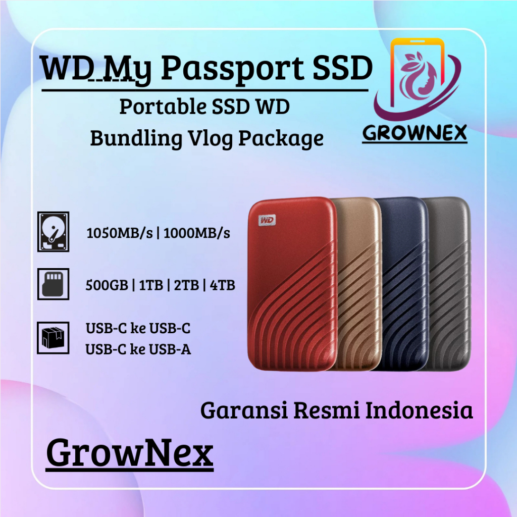 WD My Passport SSD External 500GB / 1TB / 2TB / 4TB USB C 3.2 Up to 1050MB/s