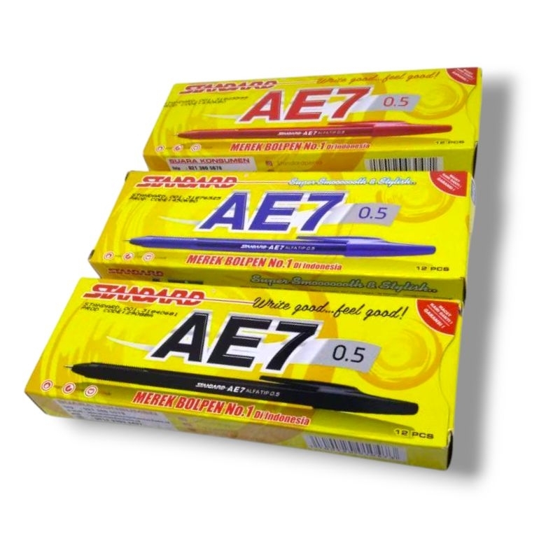 

1 Pak Pulpen STANDARD-AE7 Alfa Tip 0.5 - isi 12 Pulpen - Pulpen Murah Best Seller
