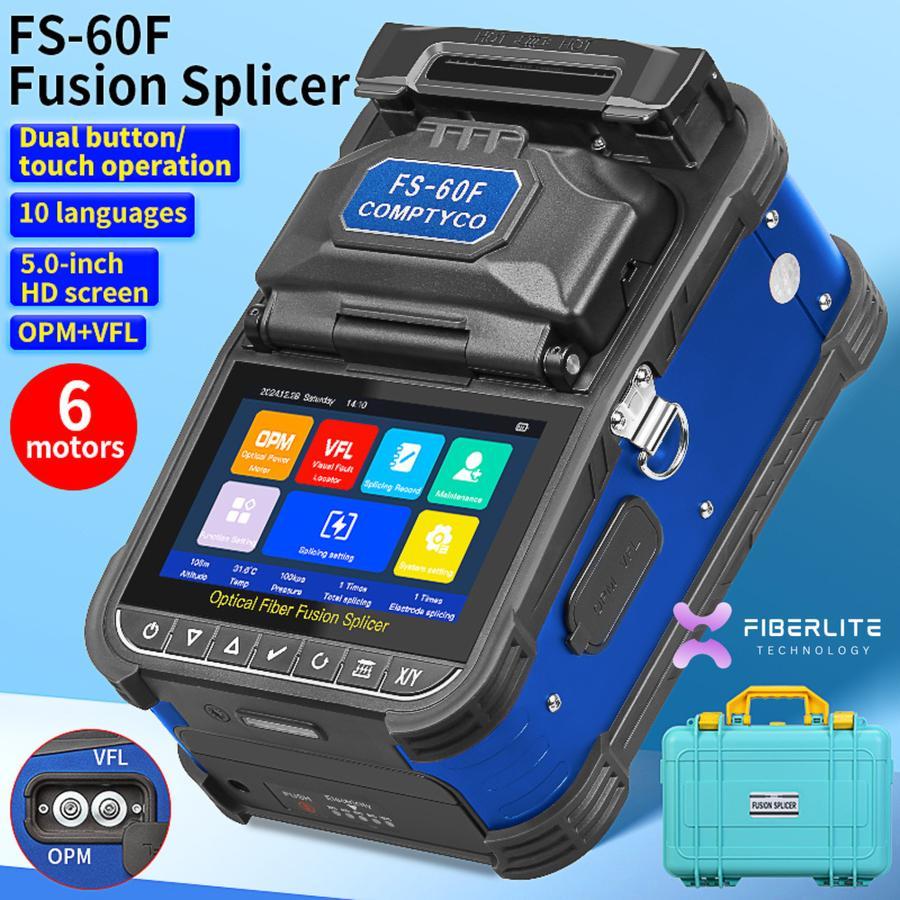 Fusion Splicer 6 Motors FS-60F COMPTYCO Fiber Optic Splicer Touchscreen 6 MOTOR dengan BOX