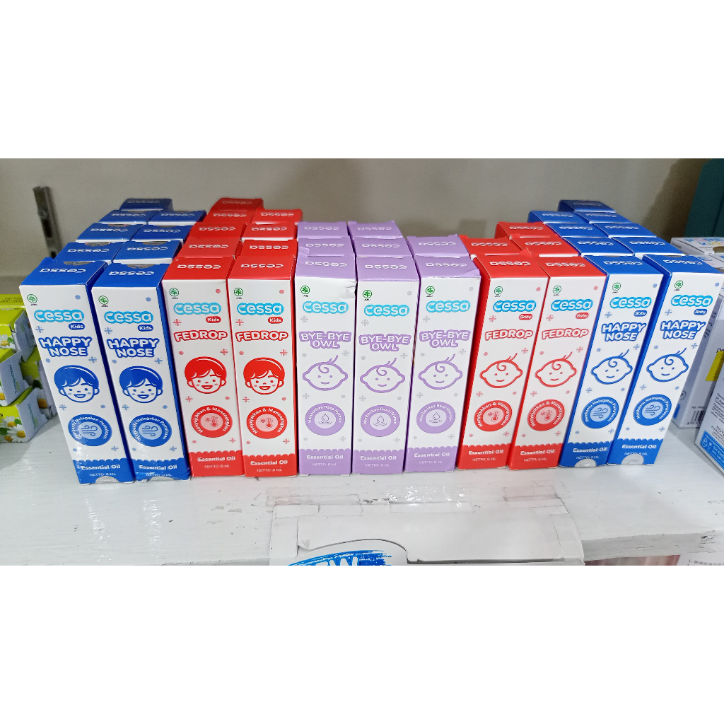 CESSA BABY FRESHCARE,biru untuk batuk dan flu,merah untuk demam,ungu untuk memberi rasa nyaman