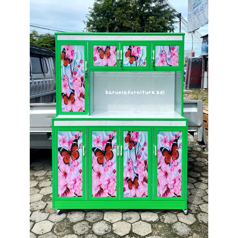 RAK PIRING HOLO ALUMINIUM RATA | RAK PIRING 4 PINTU CUSTOM | BISA PILIH MOTIF & WARNA