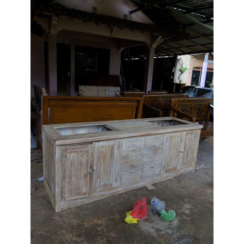 Kitchen set/meja dapur kayu jati