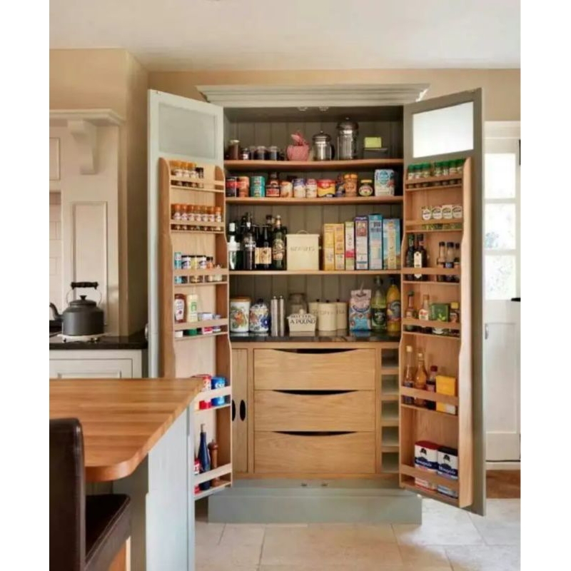 RAY Rak Lemari Dapur - Rak Piring Serbaguna Minimalis Kayu Jati unggul