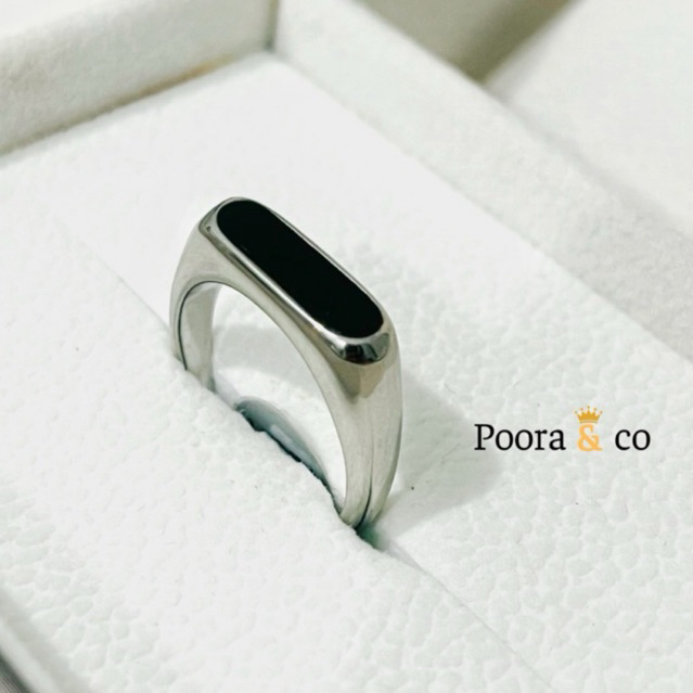 Cincin Pria Silver Hitam Titanium Asli | Cincin Cowok | Cincin Titanium Asli