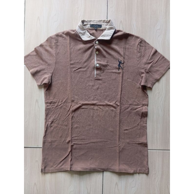 Kaos Polo Merek Tate Warna Coklat Bahan Katun Lacost Size L