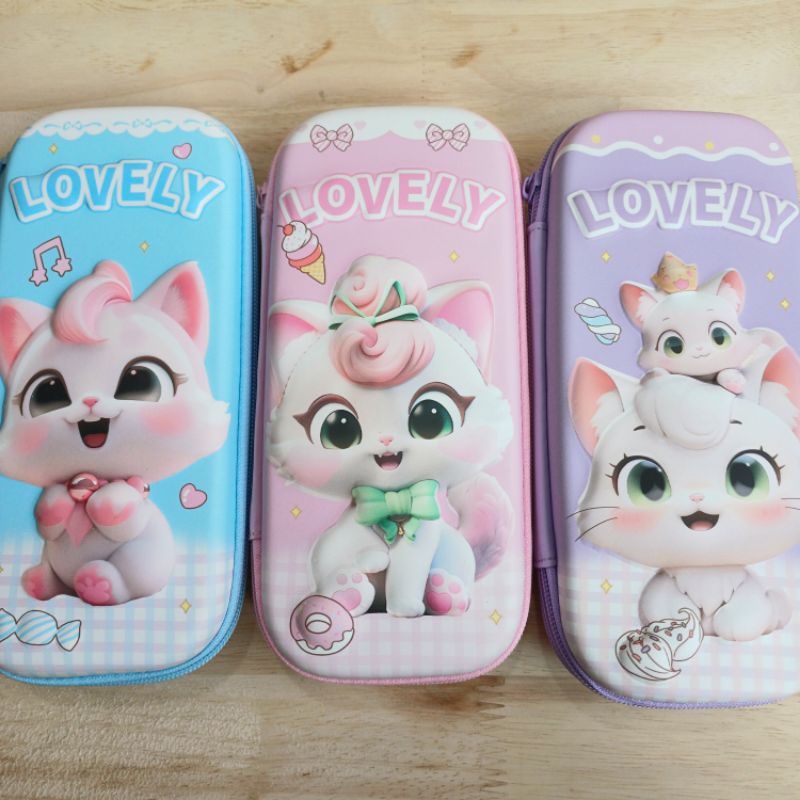 

Kotak pensil tempat pensil 3D timbul Kucing putih cat 59908