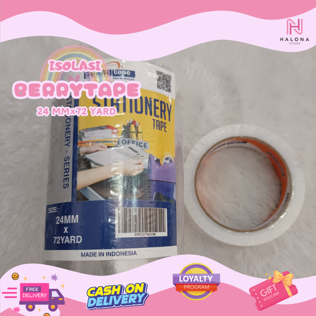 

1 SLOP SOLASI 24 mm x 75 YARD BERRY / ISOLASI 24 mm x 75 BERRY (isi 6 pcs)