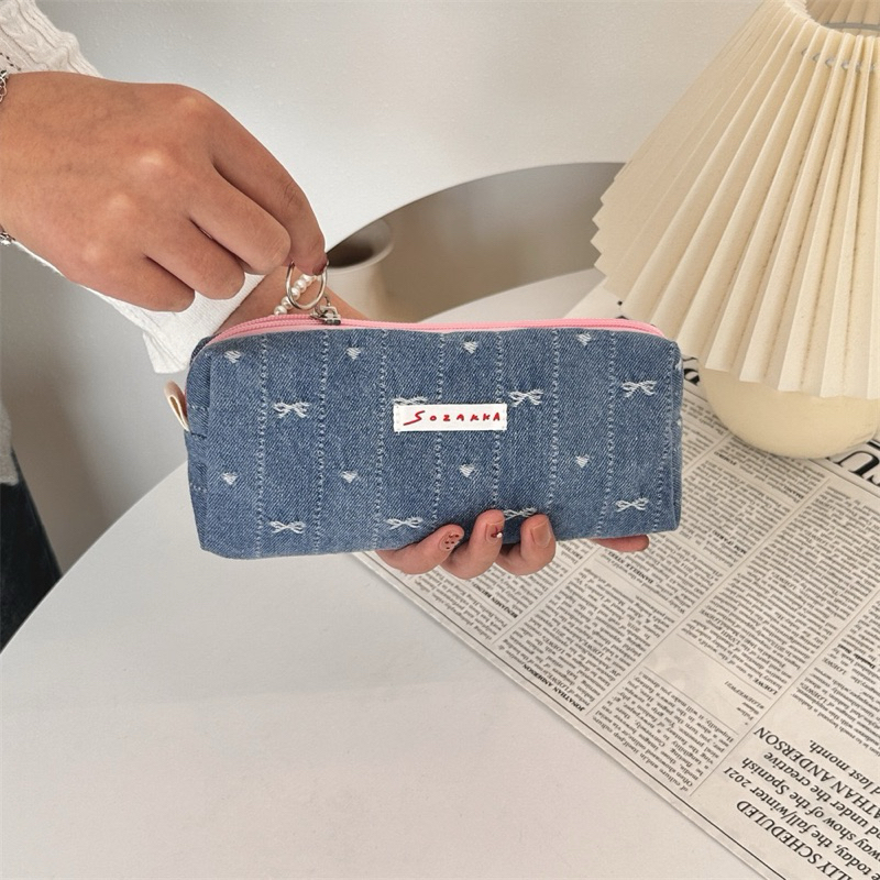 

RB PINKY ROW - New Jeans Ribbon Pencil Case - Kotak Pensil Jeans - Pouch - Tempat Make Up