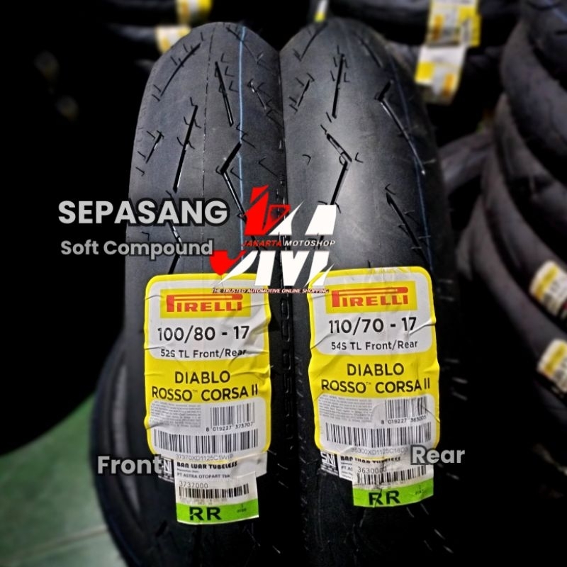 PAKET Ban PIRELLI Diablo Rosso Corsa 2 100/80-17 & 110/70-17 Bahan Soft Compound || • Ban Balap