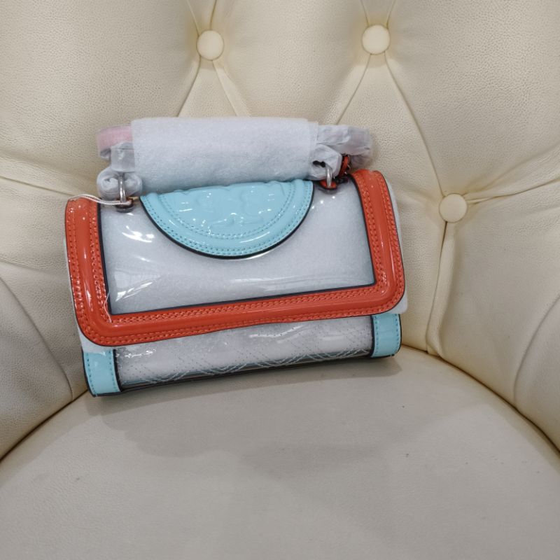 tory burch small fleming transparent clear bag