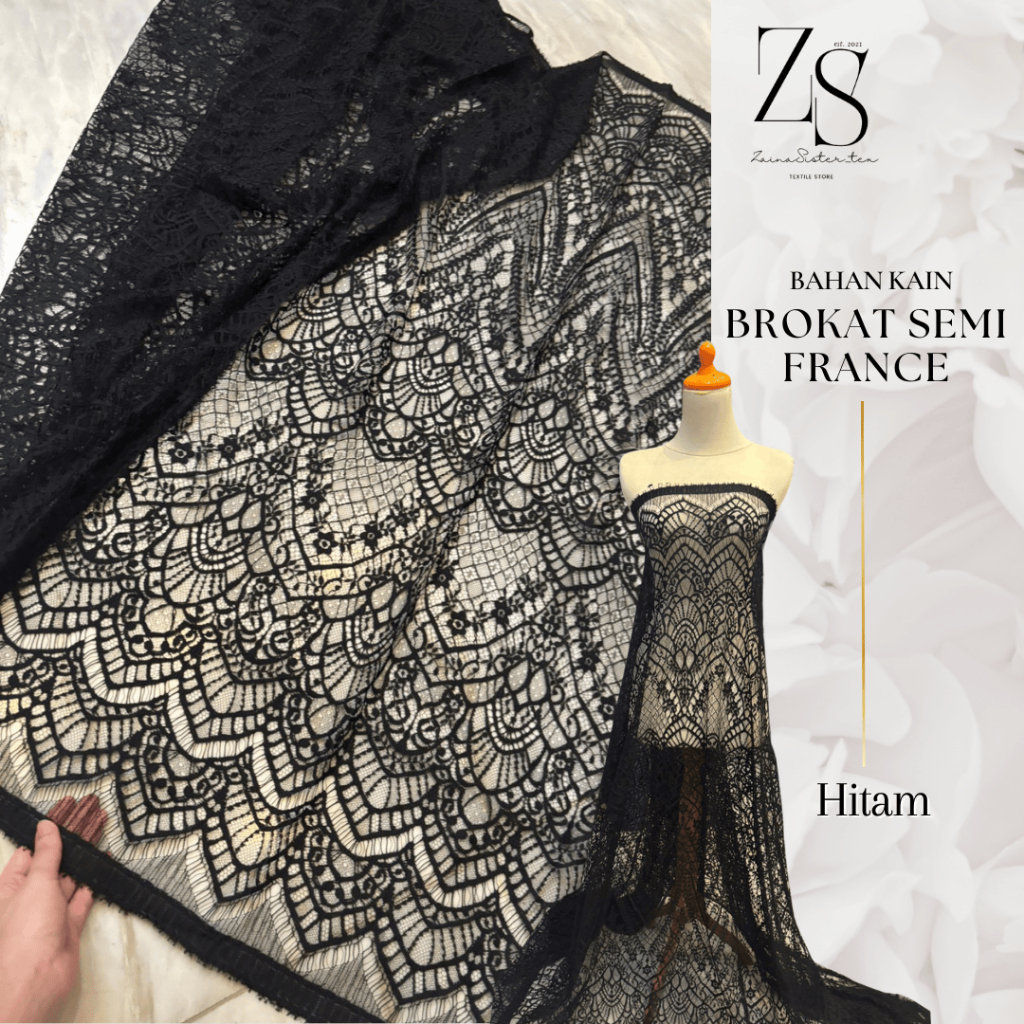 2,5 Meter Kain Brokat Lace Semi France Premium | Lace Semi Prancis Semi France Panel Mewah Warna Hit