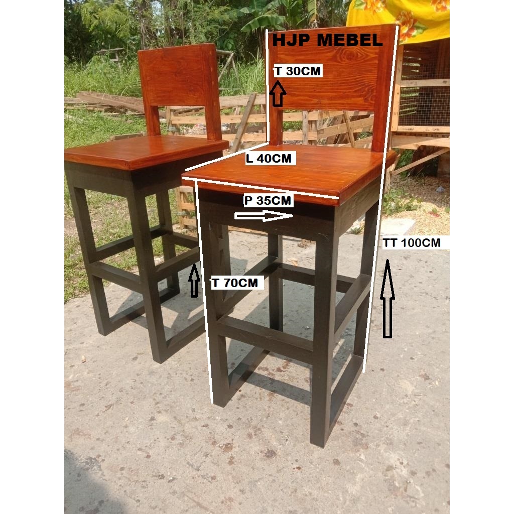 GROSIR Kursi bar kursi kayu jati belanda siap pakai  P35CM L40CM T70CM TT100CM HJP Mebel Kursi L 40C