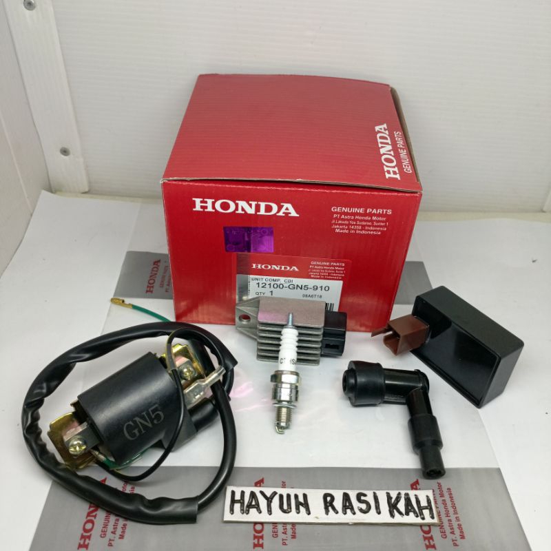CDI PAKET 5ITEM GN5 HONDA GRAND/SUPRA X LAMA/SUPRA FIT/LEGENDA/REVO 100CC ORIGINAL