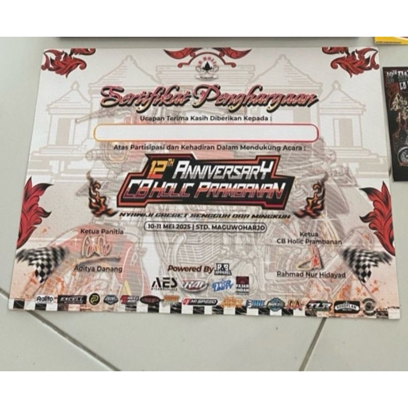 

PIAGAM CB HOLIC PRAMBANAN 2025 PLUS STIKER RANDOM
