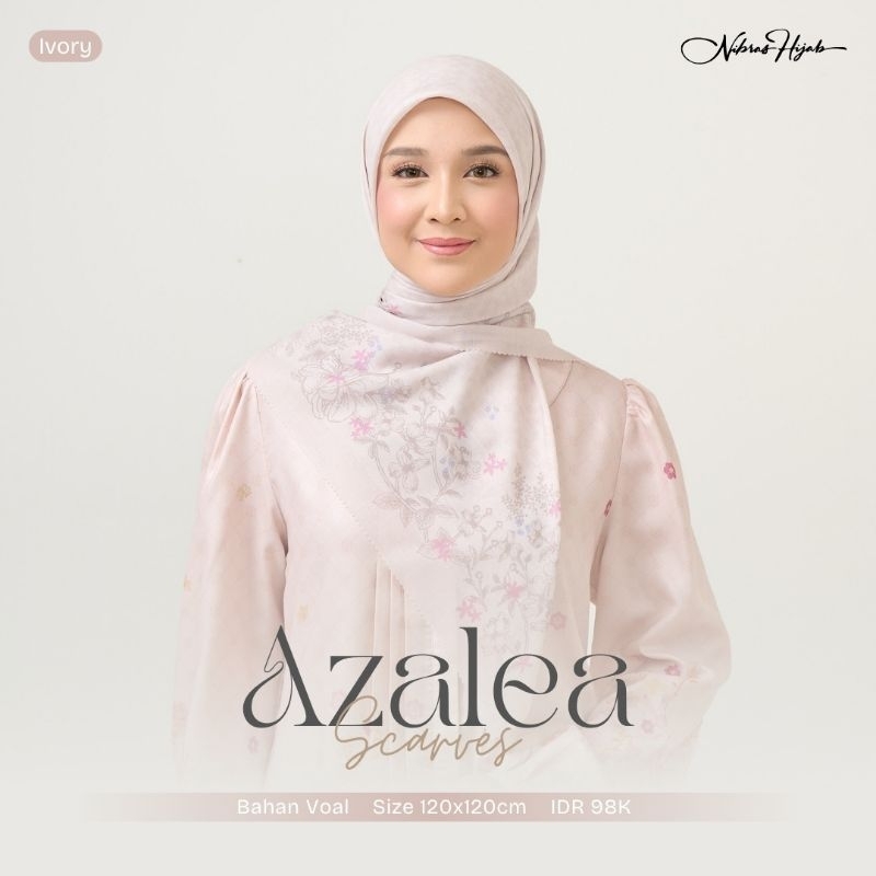 Nibras Hijab Azalea Scarves Hijab Segi Empat Kerudung Segi Empat Motif Bunga 120cm X 120cm