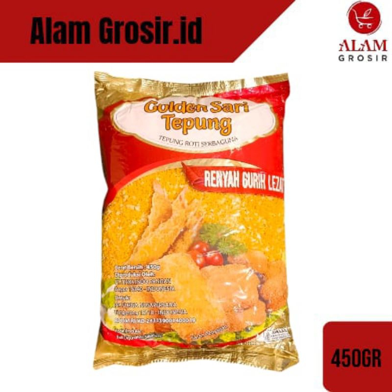 

GOLDEN SARI TEPUNG Panir / Tepung Roti Bread Crumbs Renyah Gurih Lezat 450gr
