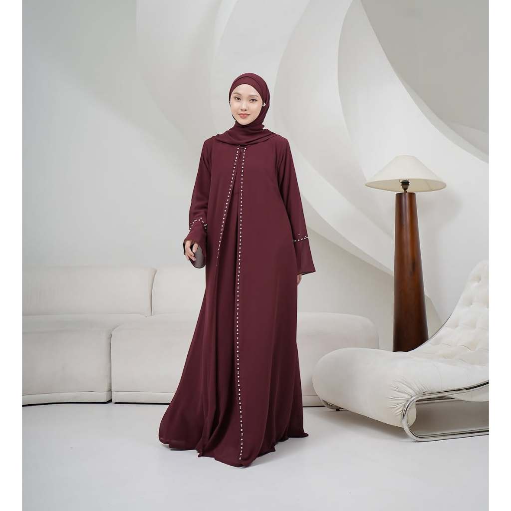 KAMALIA ABAYA POLOS BAHAN CERUTTY MIX PAYET MUTIARA ABAYA TURKEY ALL SIZE LD 110 ABAYA REMAJA GAMIS 