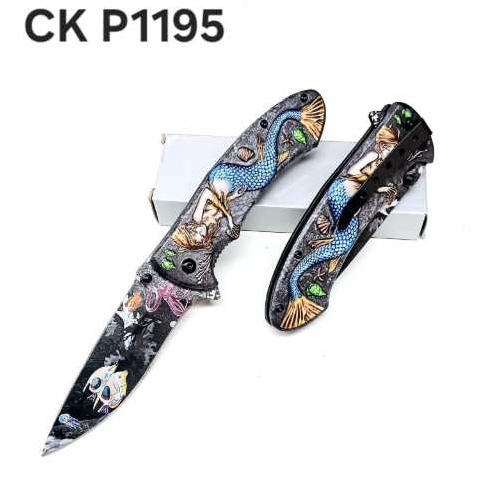 Pisau Lipat pisau outdoor baja tahan karat model duyung pisau camping anti-slip pisau outdoor portab