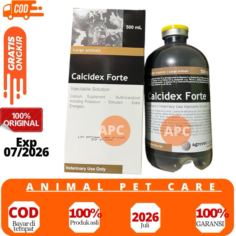 CALCIDEX FORTE 500ml - Obat Ketosis Milk Fever Ambruk Hewan Ternak - Suplemen Mineral Multivitamin L