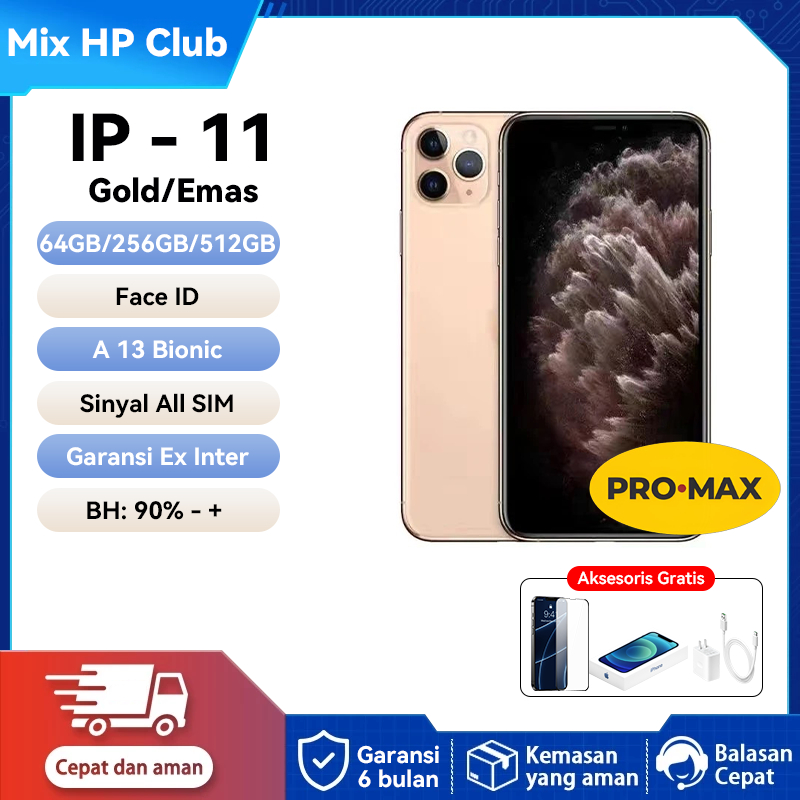 IP 11 PRO / IP 11 PRO MAX - Gold/Emas - IP 11 PRO/IP 11 PRO MAX Second Bekas 64GB 128GB 256GB ORIGIN
