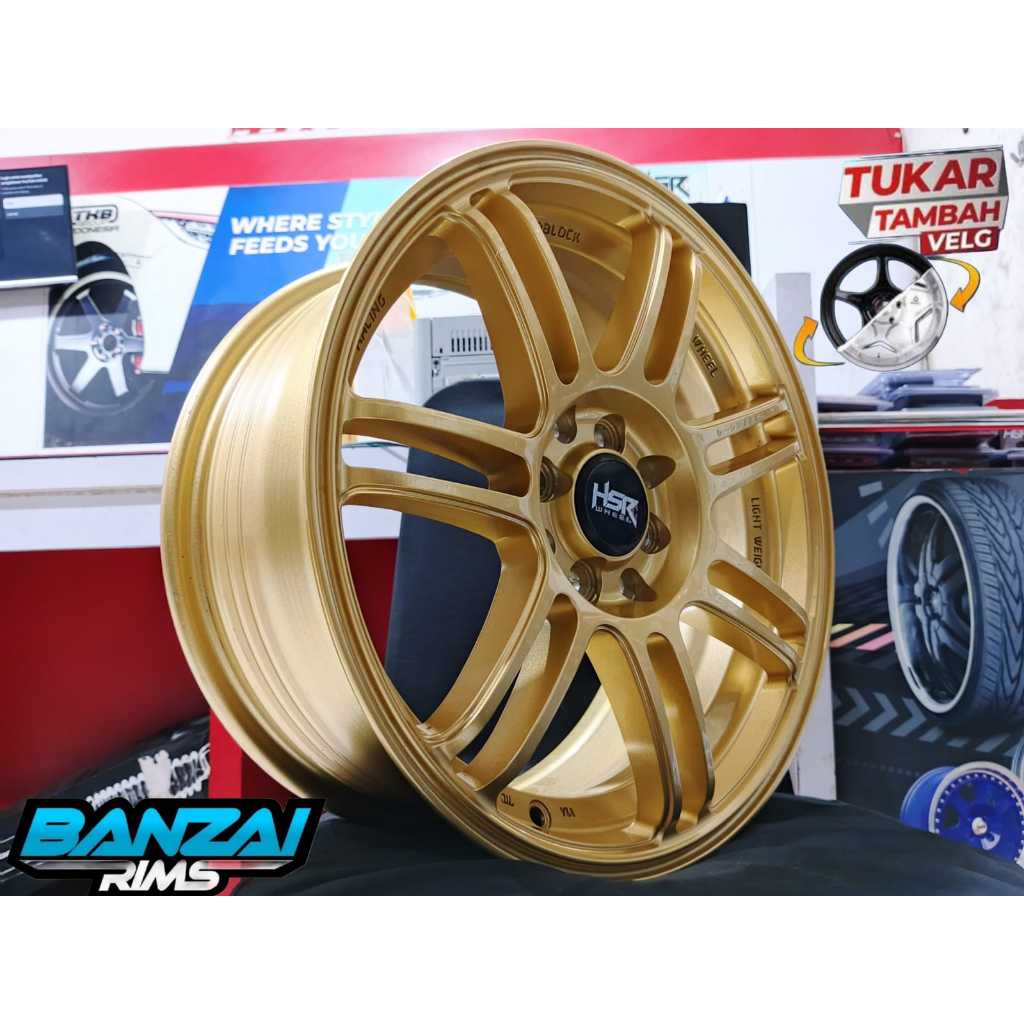VELG RACING MOBIL BRIO RS RING 16 LEBAR 7 WARNA GOLD