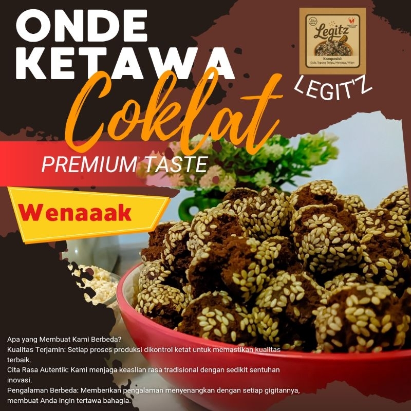 

Kue Ketawa Mini Legitz Kering Renyah , Onde ketawa Legitz Varian Coklat kemasan 250gr