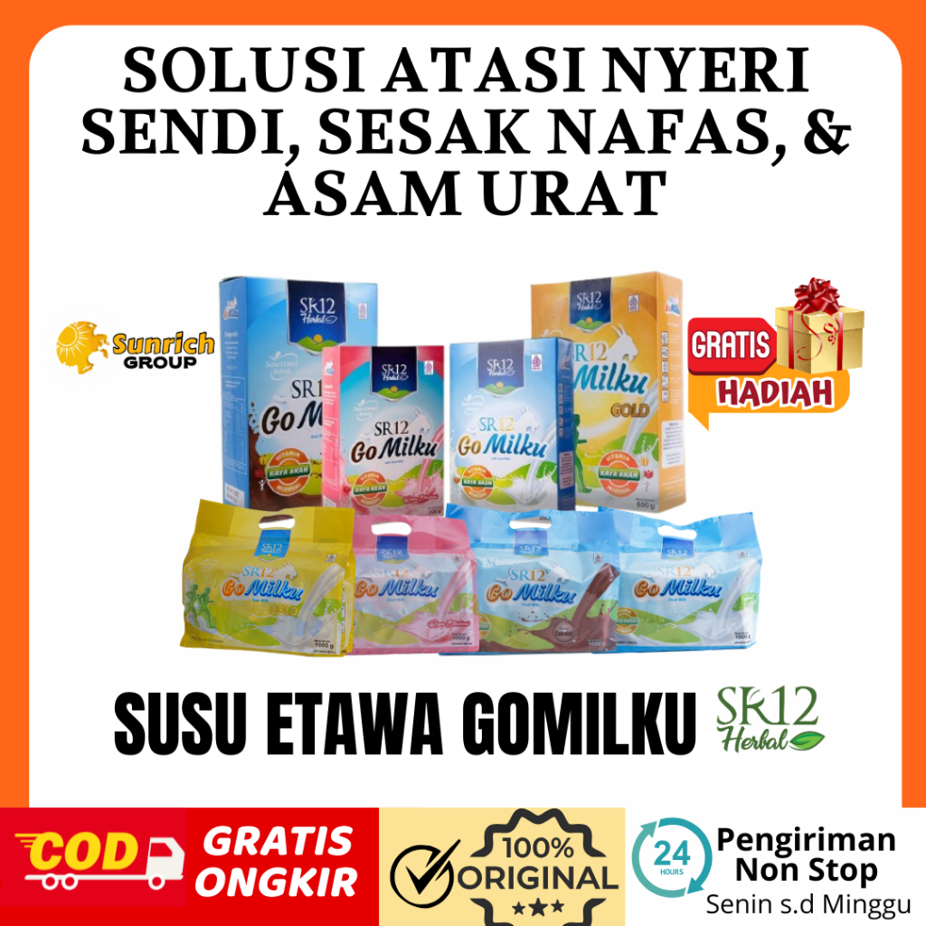

Gomilku SR12 Susu Kambing Etawa Premium Susu Bubuk Plus Madu Daun Kelor Ikan Gabus BPOM 200 gram