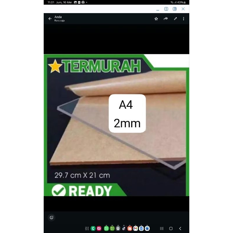 

Akrilik potongan A4 2mm