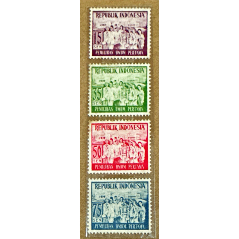 

(BA) PRANGKO INDONESIA 1955 PEMILIHAN UMUM KE-1 MNH. 4V SERIES .