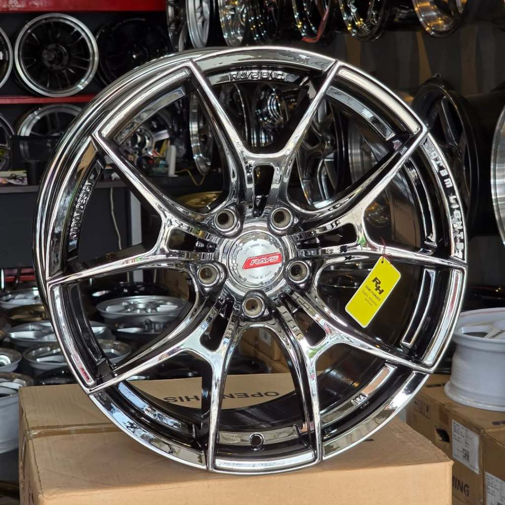 Velg Rays Gram Lights 57FXZ - Black Chrome Ring 18 Lebar 8 Et 40 Pcd 5x114 Warna Black Chrome | Velg