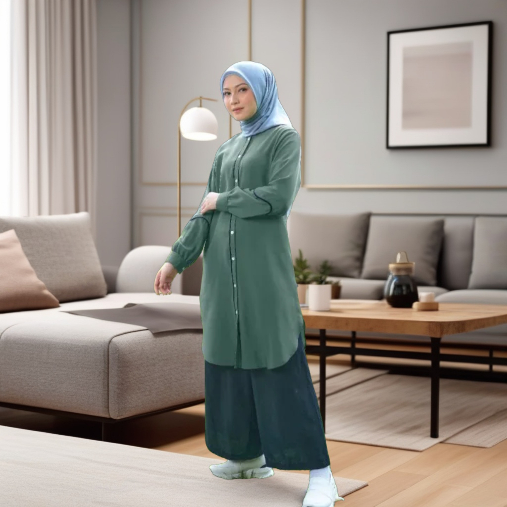 BAJU ATASAN TUNIK  JUMBO WANITA REMAJA NIBRAS YOUTH INSPIRE YINS ITU 74 GREY