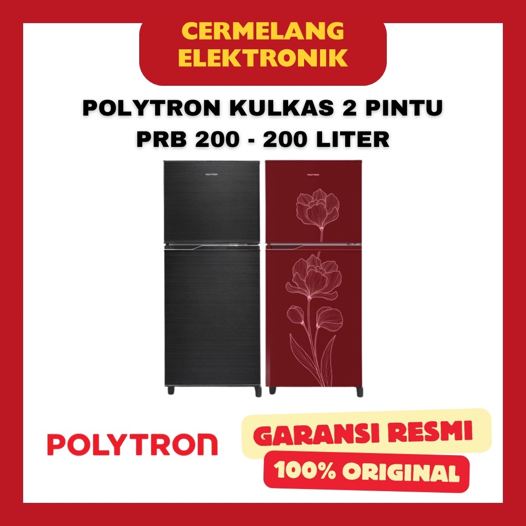 POLYTRON KULKAS 2 PINTU PRB200 200 LITER TANPA BUNGA ES / LEMARI ES POLITRON PRB 200 GARANSI RESMI H