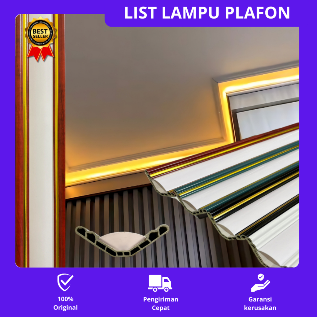 List Lampu Plafon PVC / List Gold / List Lampu LED Termurah