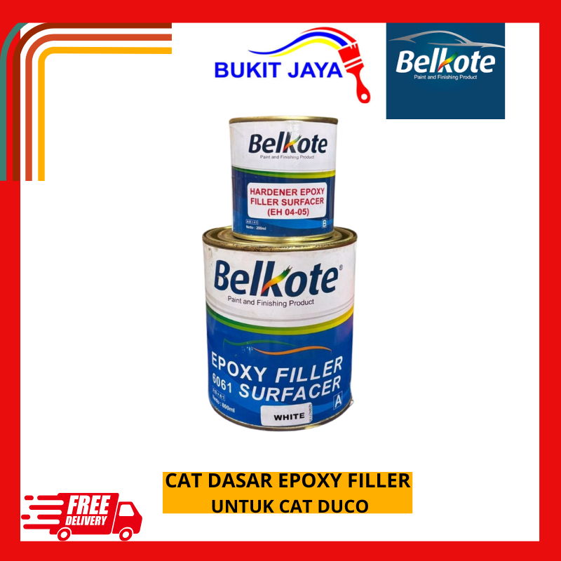 Belkote Epoxy Filler Surfacer - 1L WARNA PUTIH  (Cat Dasar Epoxy / Cat Mobil / Cat Anti Karat)