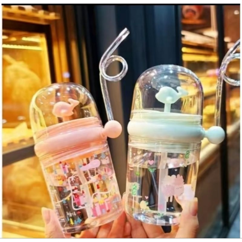 B ( B70 ) BOTOL MINUM ANAK LUMBA IKAN PAUS AIR MANCUR K KEKINIAN BPA FREE NO DUS + TALI