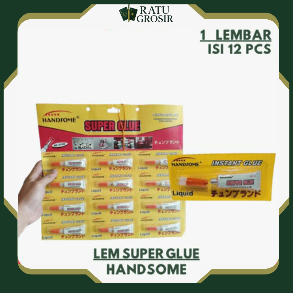 

Lem Handsome super glue murah harga per lembar isi 12pcs LEM SETAN
