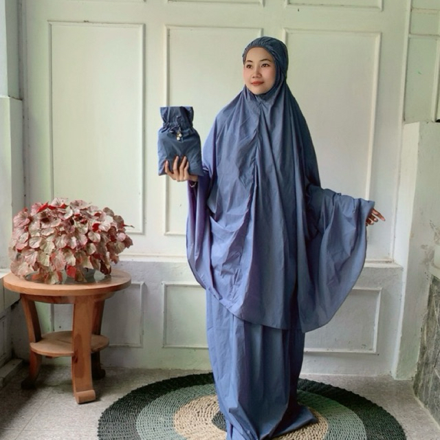 Mukena Mini POLOS TAS KERUT Kain Parasut Korea