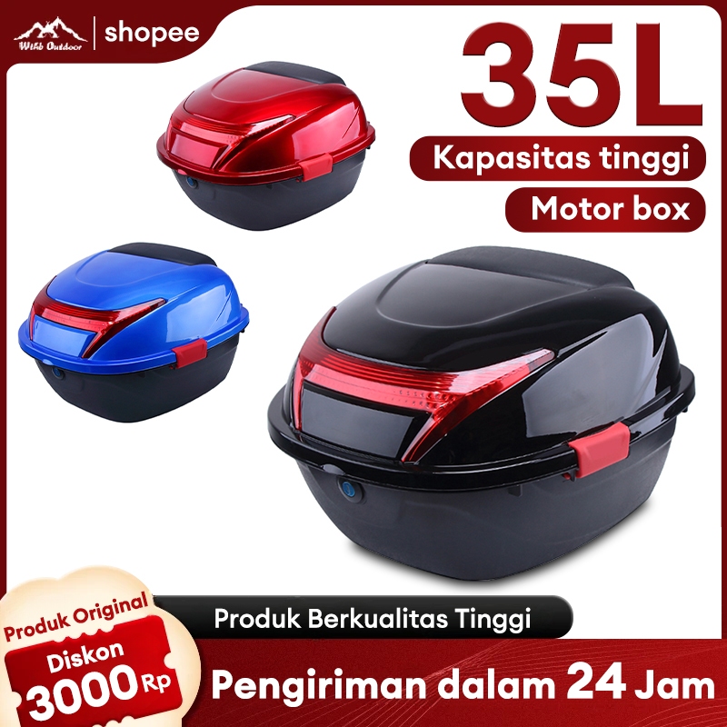WTHB Outdoor Box Motor 35l Belakang Motor Box Motor Tail Box Tailbag Kotak Sepeda Motor Kendaraan
