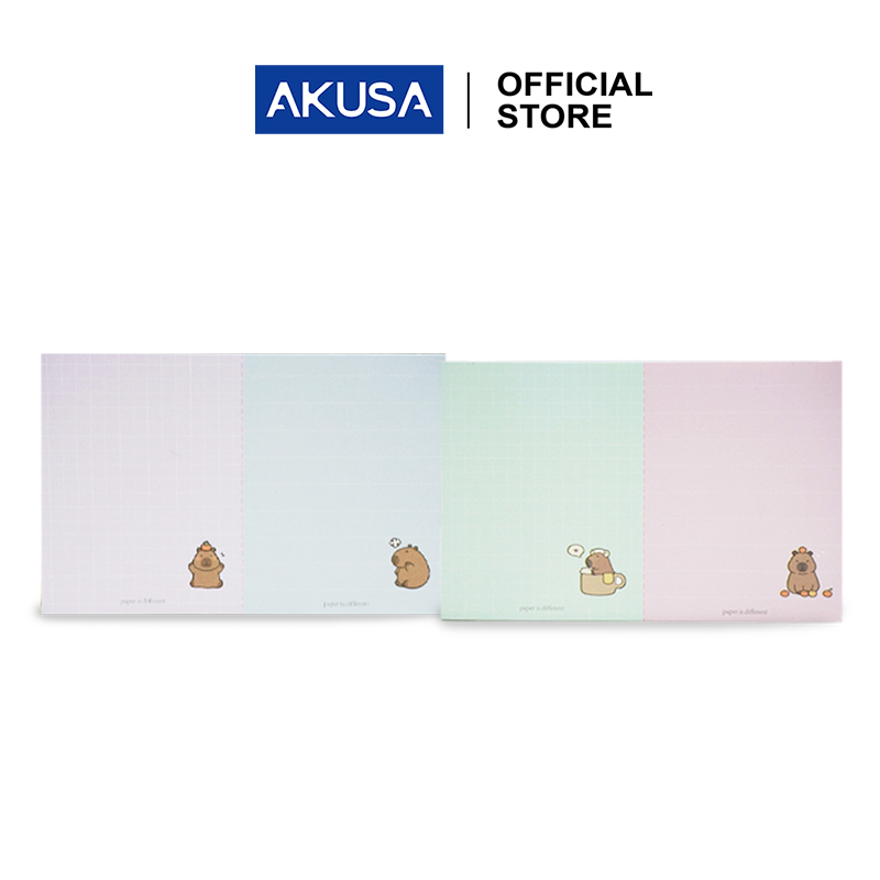 

AKUSA Notepad Sticky Notes Motif Kapibara Lucu Buku Memo Sekolah Kantor Double Coloum SN001