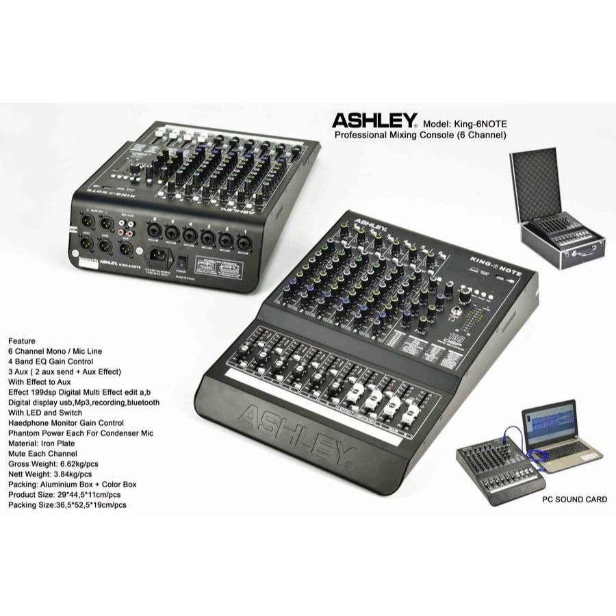 PROFESSIONAL MIXING COSOLE ASHLEY KING 6 NOTE 6 CHANNEL MIXER