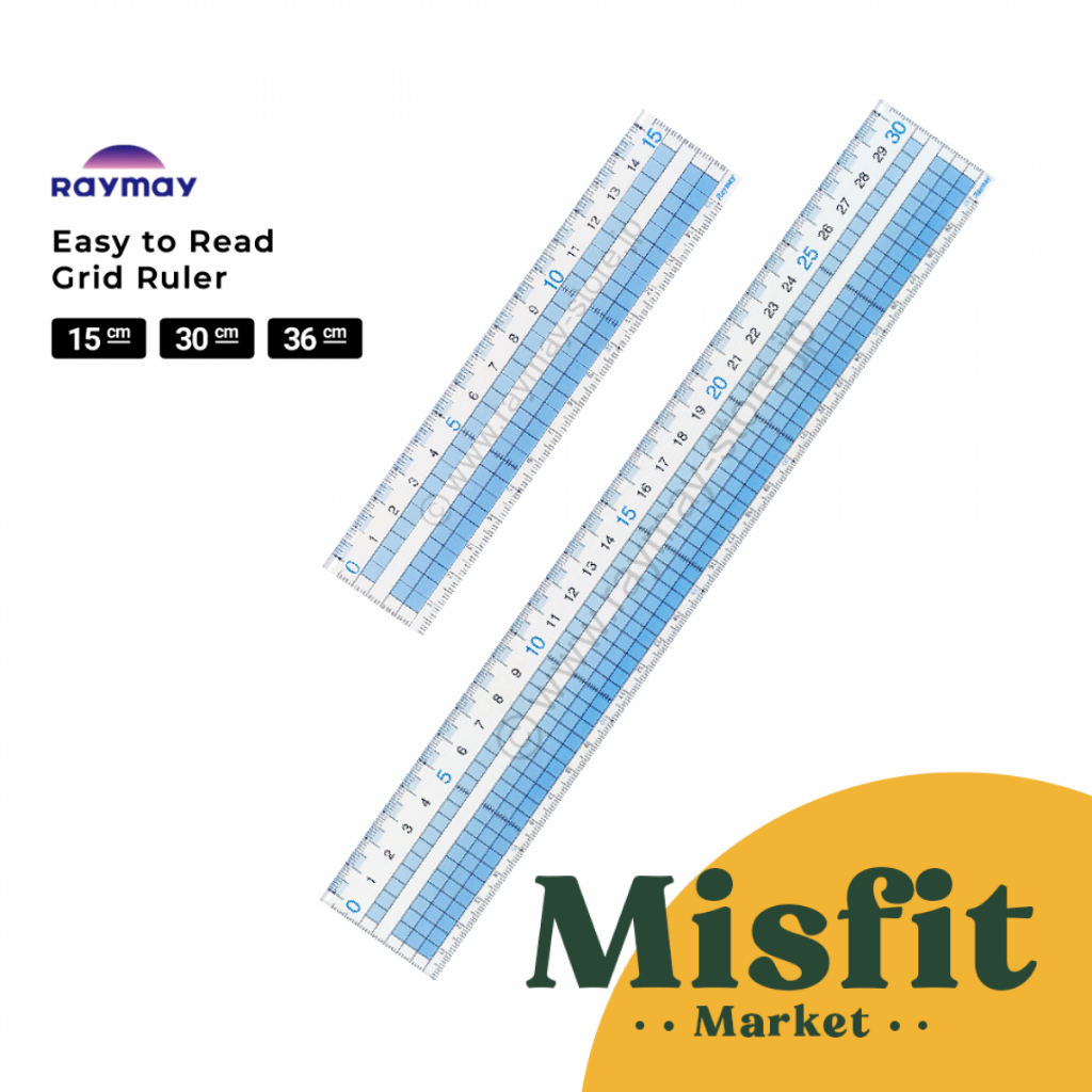 

Raymay Easy-to-Read Acrylic Grid Ruler Penggaris Lurus 15 30 36 CM