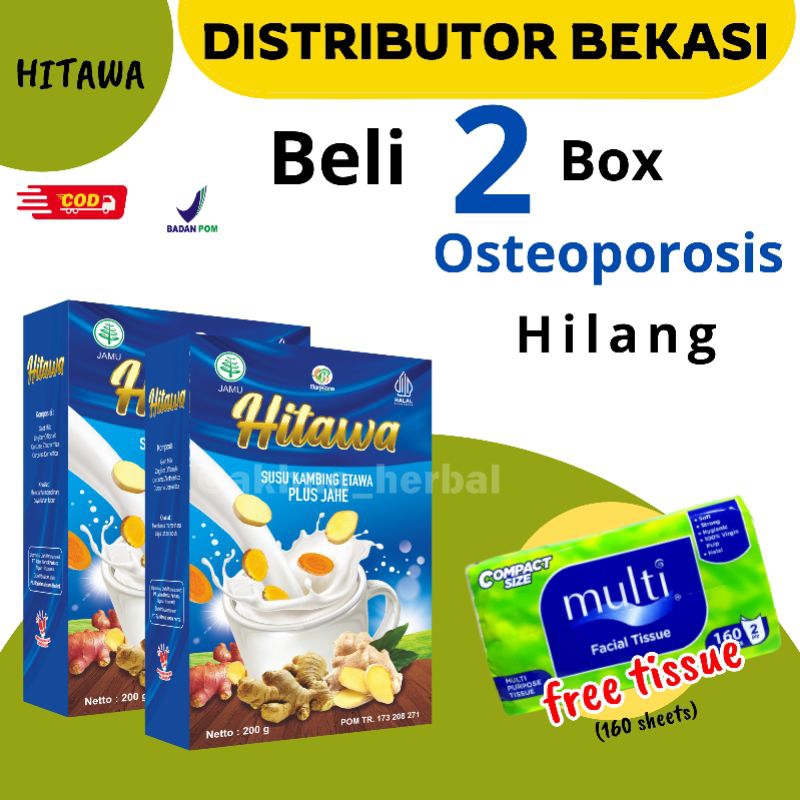 

[PAKET 2 BOX FREE TISSUE] [ BISA COD] ATASI NYERI SENDI & TULANG dengan Susu HITAWA, Bariklana