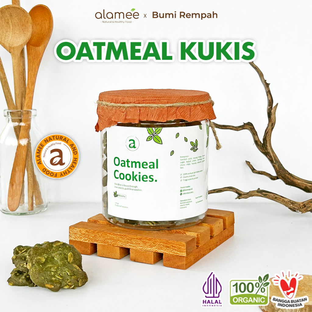 

ALAMEE Oatmeal Diet Cookies - Cemilan Matcha Snack Kue Kukis Sehat Healthy Snack Oat 225gr